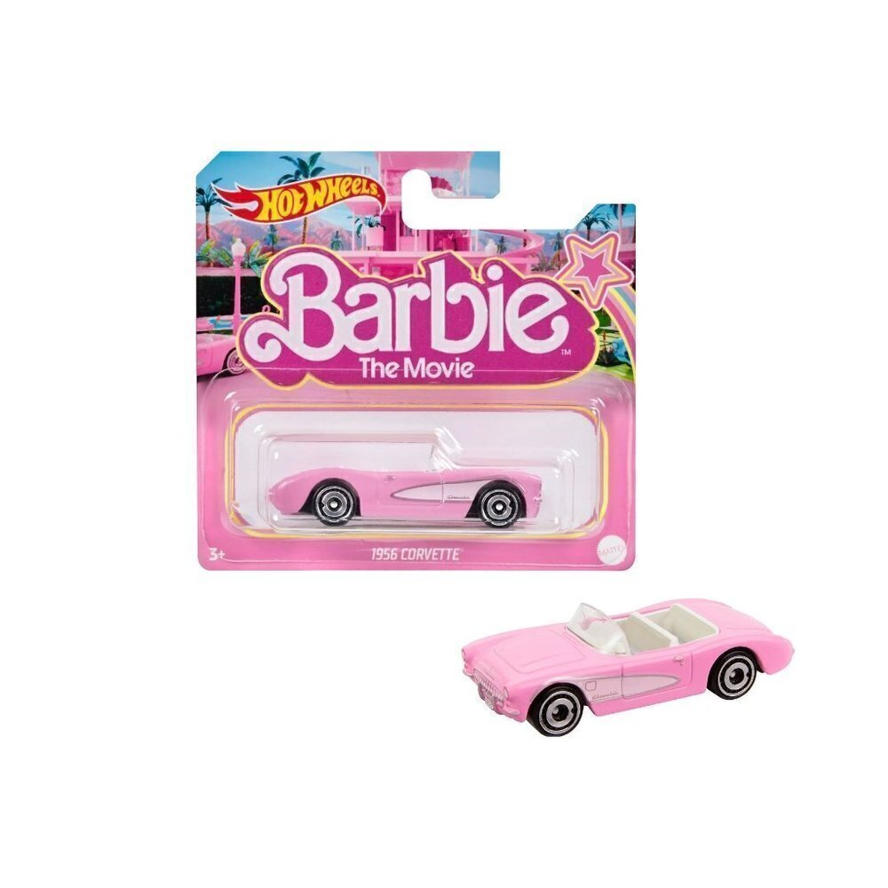 Hot Wheels Barbie Car, Die-Cast Pink Corvette in 1:64 Scale Barbie The Movie